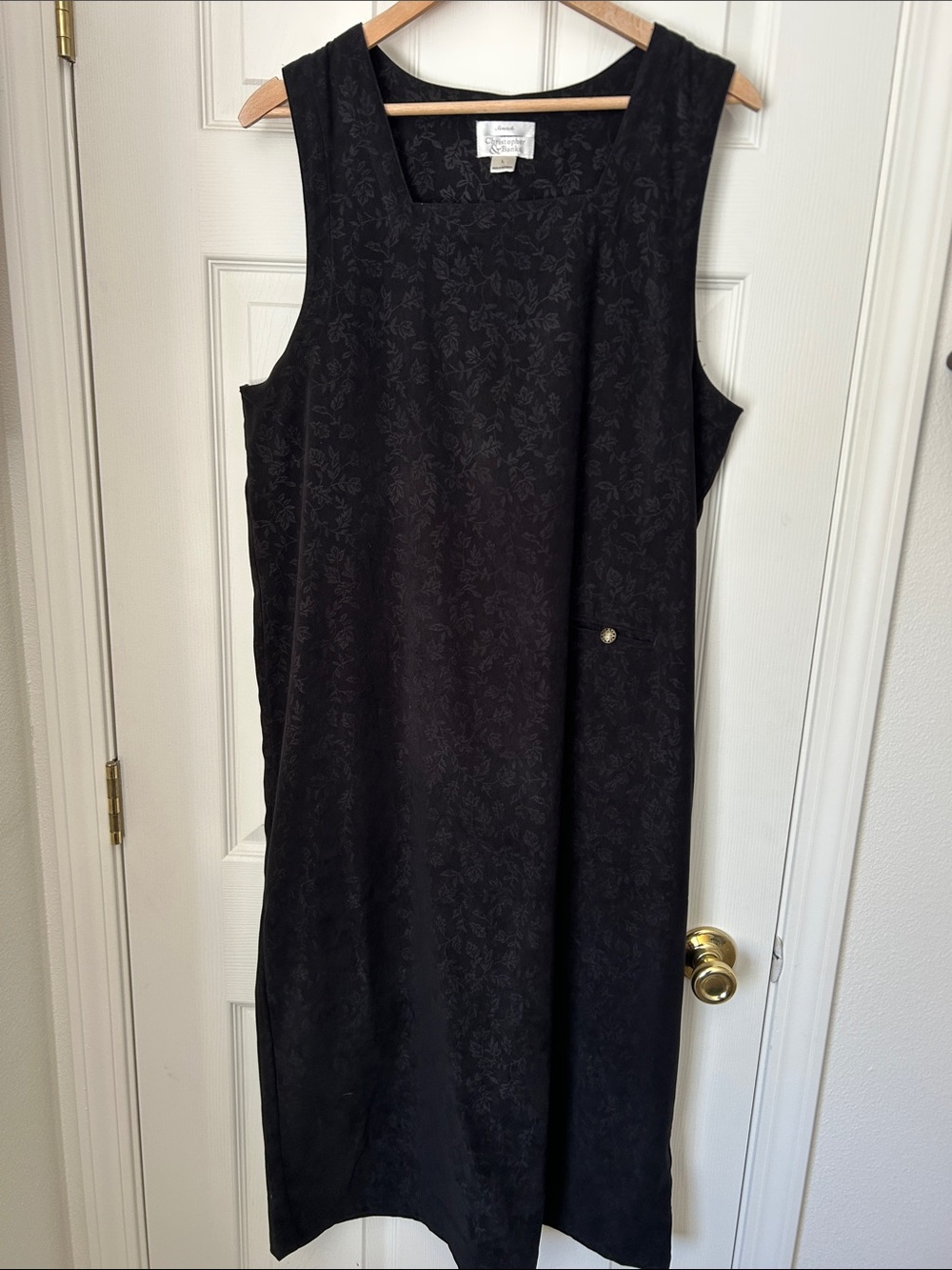 Christopher & Banks Black Sleeveless Jacquard Shift Dress